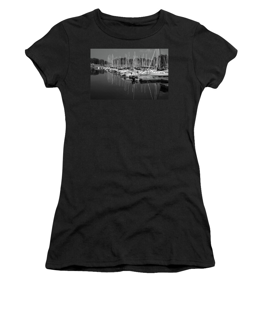 Sailboats Women's T-Shirt featuring the photograph Marina at Lighthouse Landing by James C Richardson