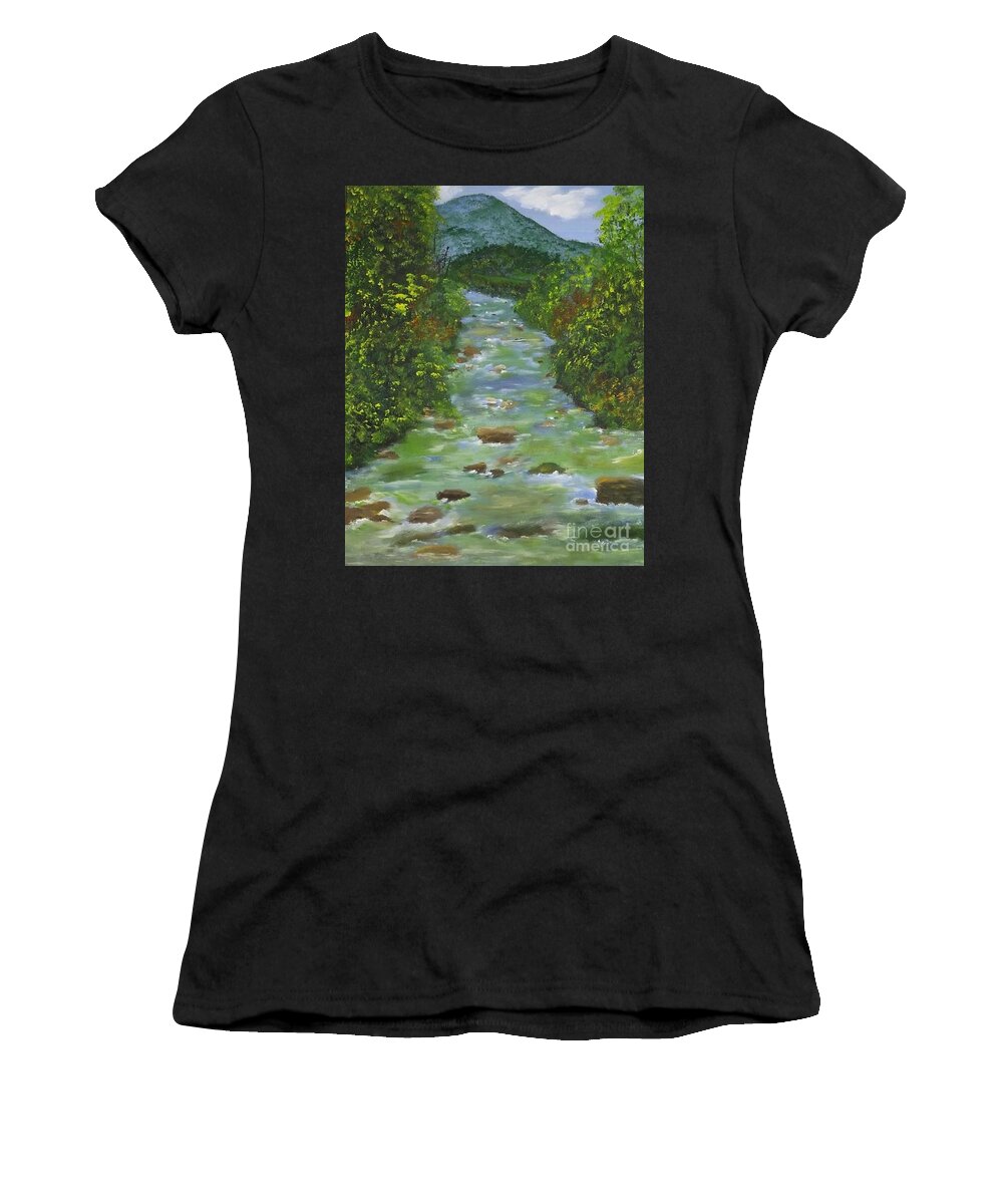 Landscape Women's T-Shirt featuring the painting Meandering River by Denise Morgan
