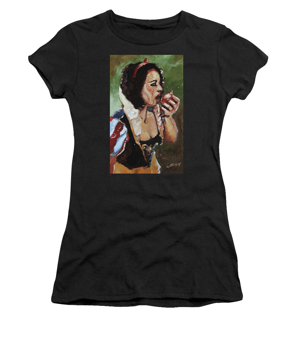 Snow White Women's T-Shirt featuring the painting Mechanical Snow White by Sv Bell