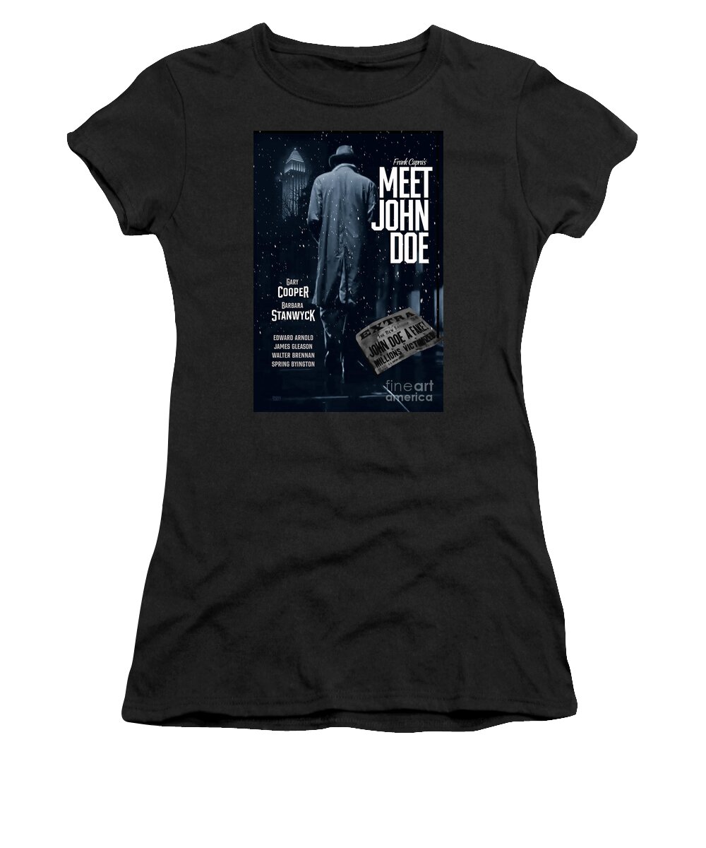 Meet John Doe Women's T-Shirt featuring the digital art Meet John Doe Movie Poster by Brian Watt