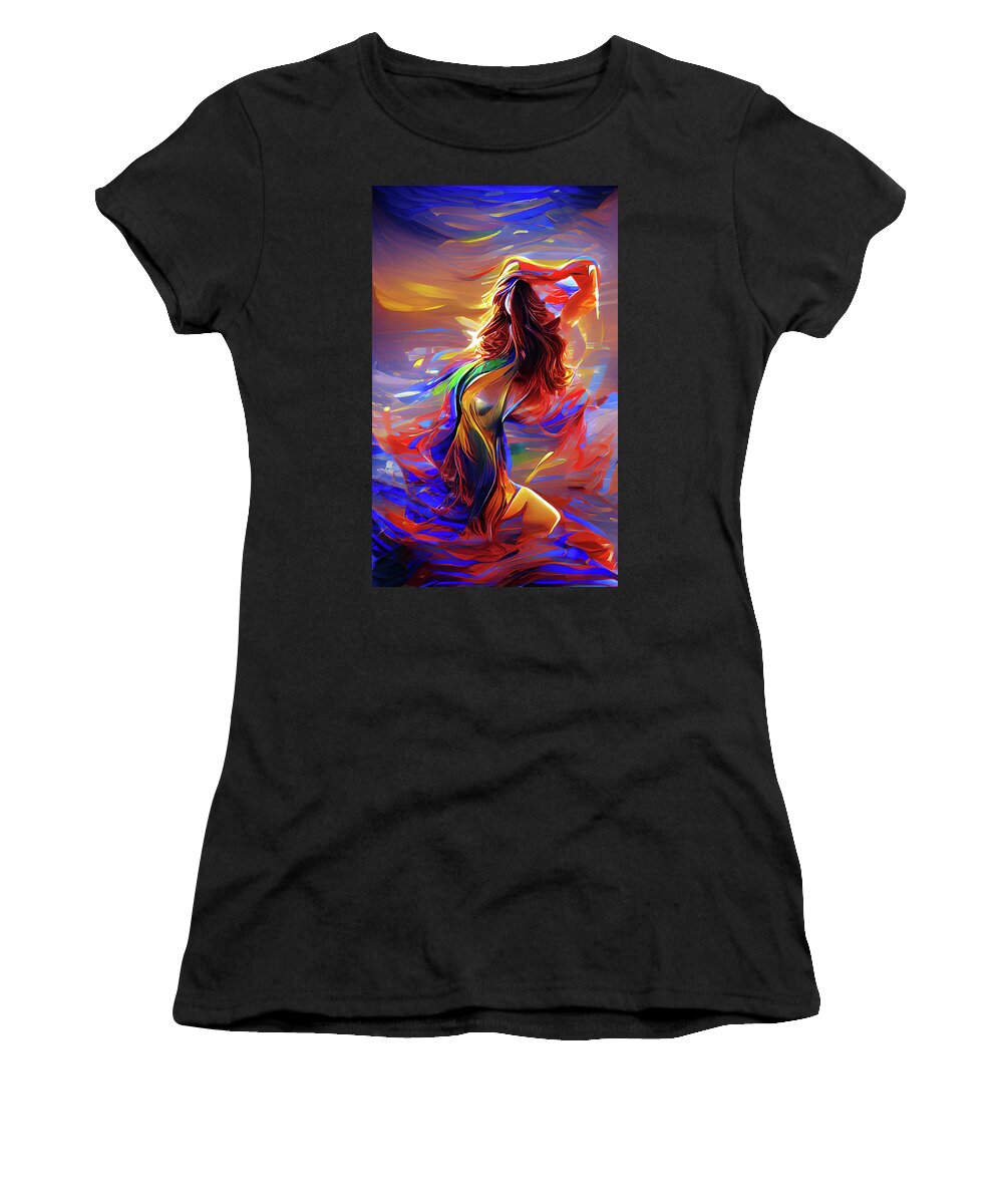 Woman Women's T-Shirt featuring the digital art Melting Woman by Digital Art Cafe