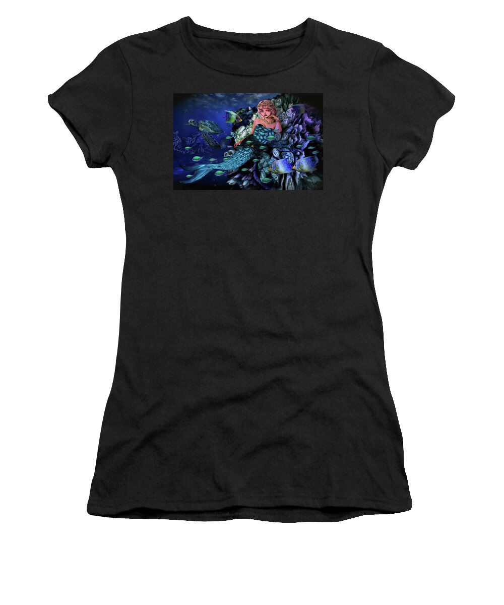 Art Women's T-Shirt featuring the digital art Mermaid Princess of the Sea by Artful Oasis