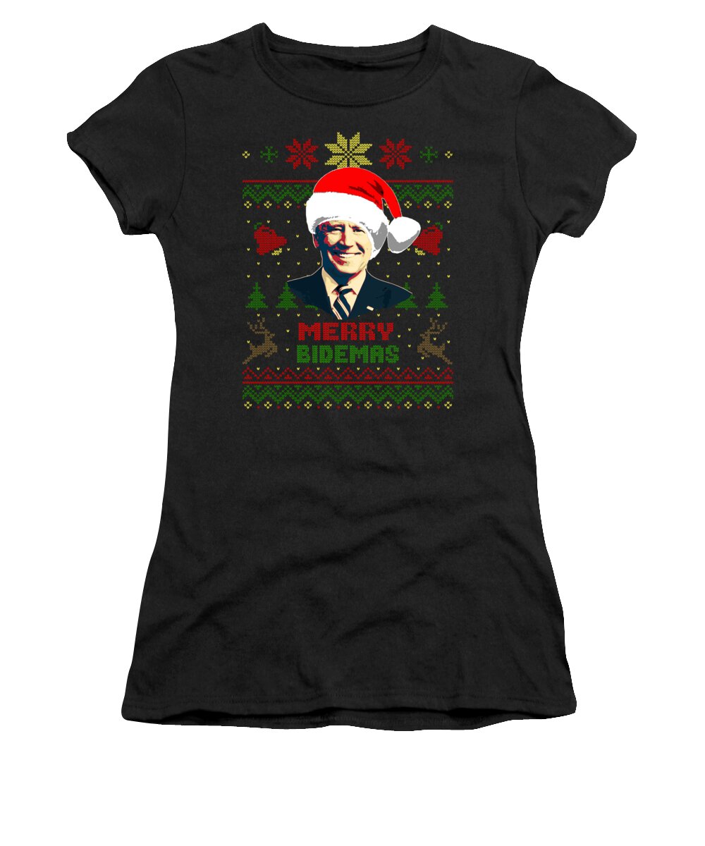 Joe Women's T-Shirt featuring the digital art Merry Bidemas Joe Biden Christmas by Filip Schpindel