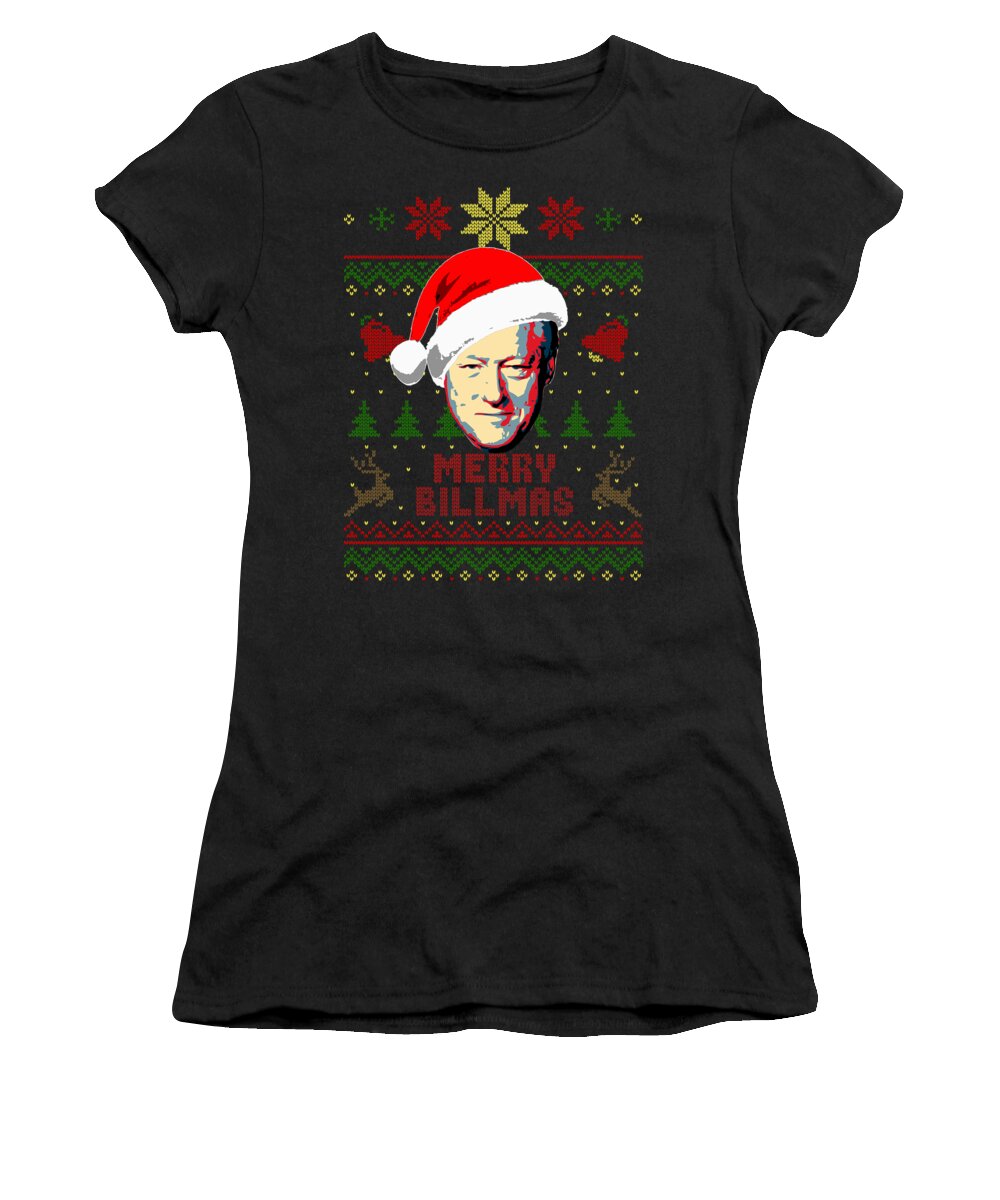 Santa Women's T-Shirt featuring the digital art Merry Billmas Bill Clinton Christmas by Filip Schpindel
