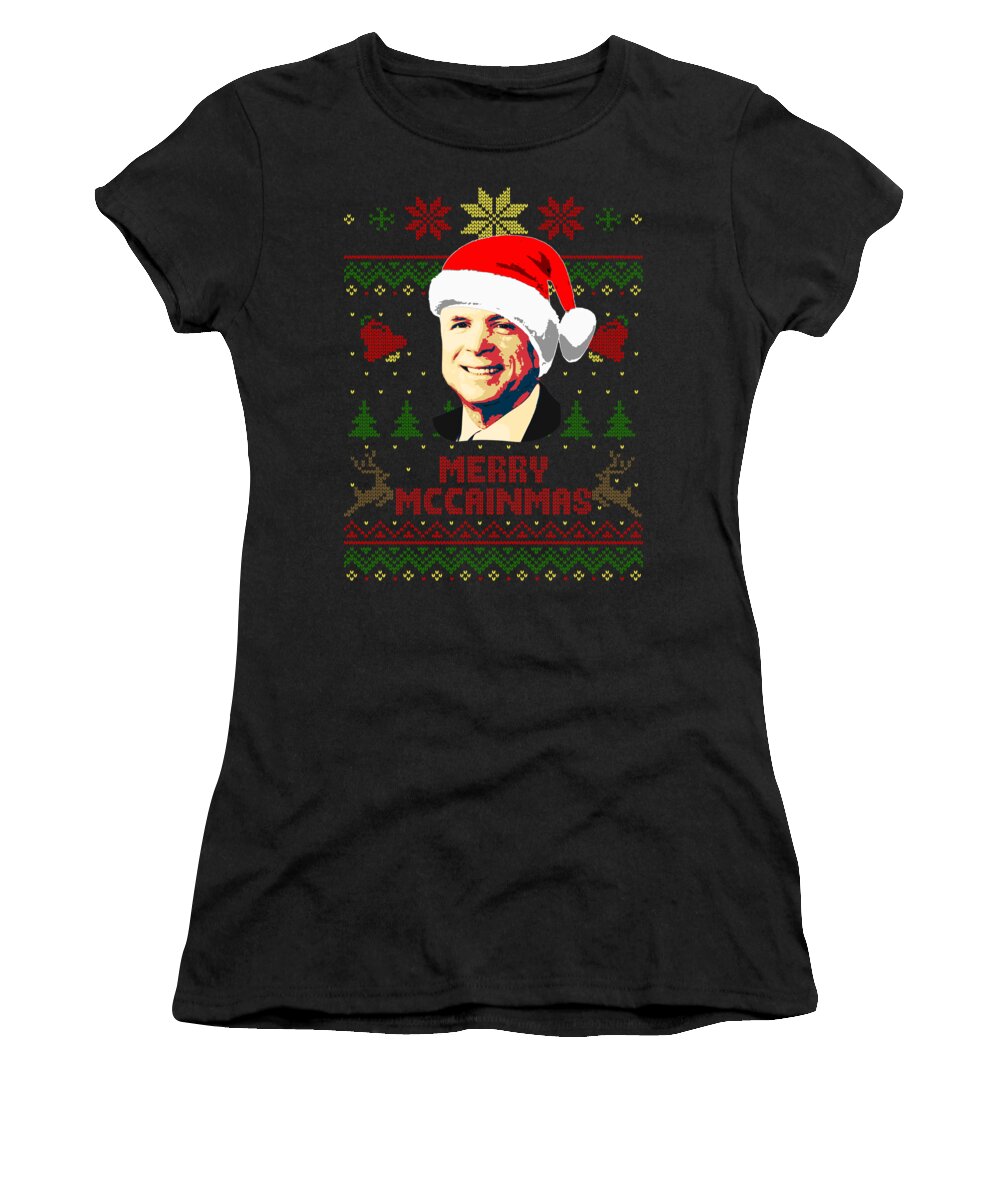 Santa Women's T-Shirt featuring the digital art Merry McCainmas John McCain Christmas by Filip Schpindel