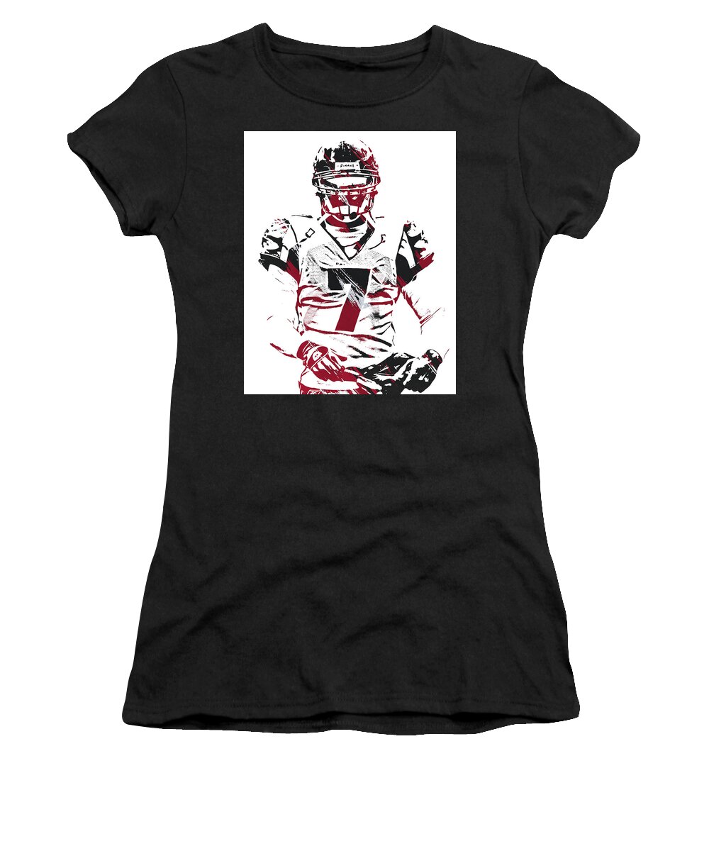 Mike Vick Atlanta Falcons Strokes Pixel Art 3 Women's T-Shirt by Joe  Hamilton - Pixels
