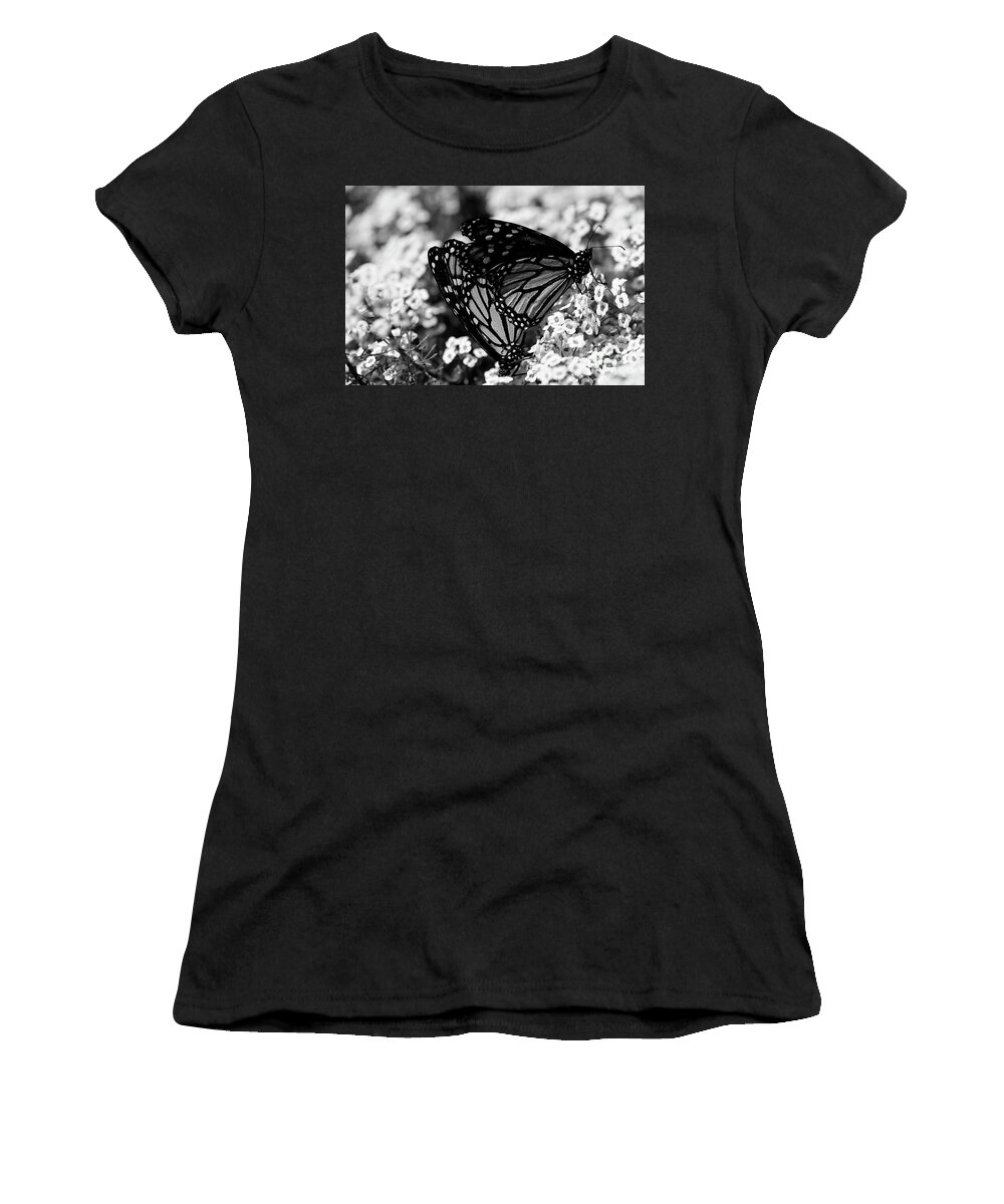 Macro Women's T-Shirt featuring the photograph Monarch Embrace by John F Tsumas