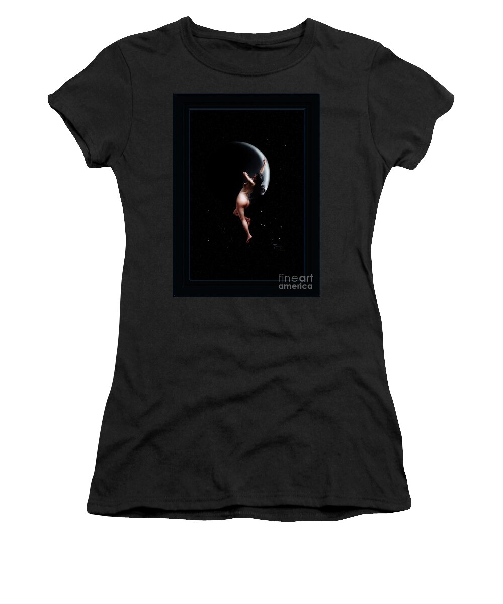 Moon Nymph Women's T-Shirt featuring the painting Moon Nymph by Luis Ricardo Falero AOW FRMD Old Masters Reproduction by Rolando Burbon