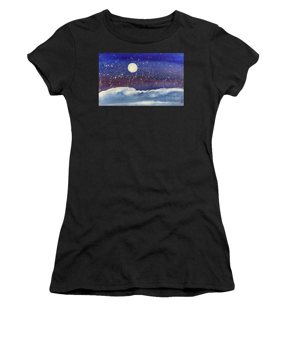 Moonlit Women's T-Shirt featuring the painting Moonlit Night by Lisa Neuman