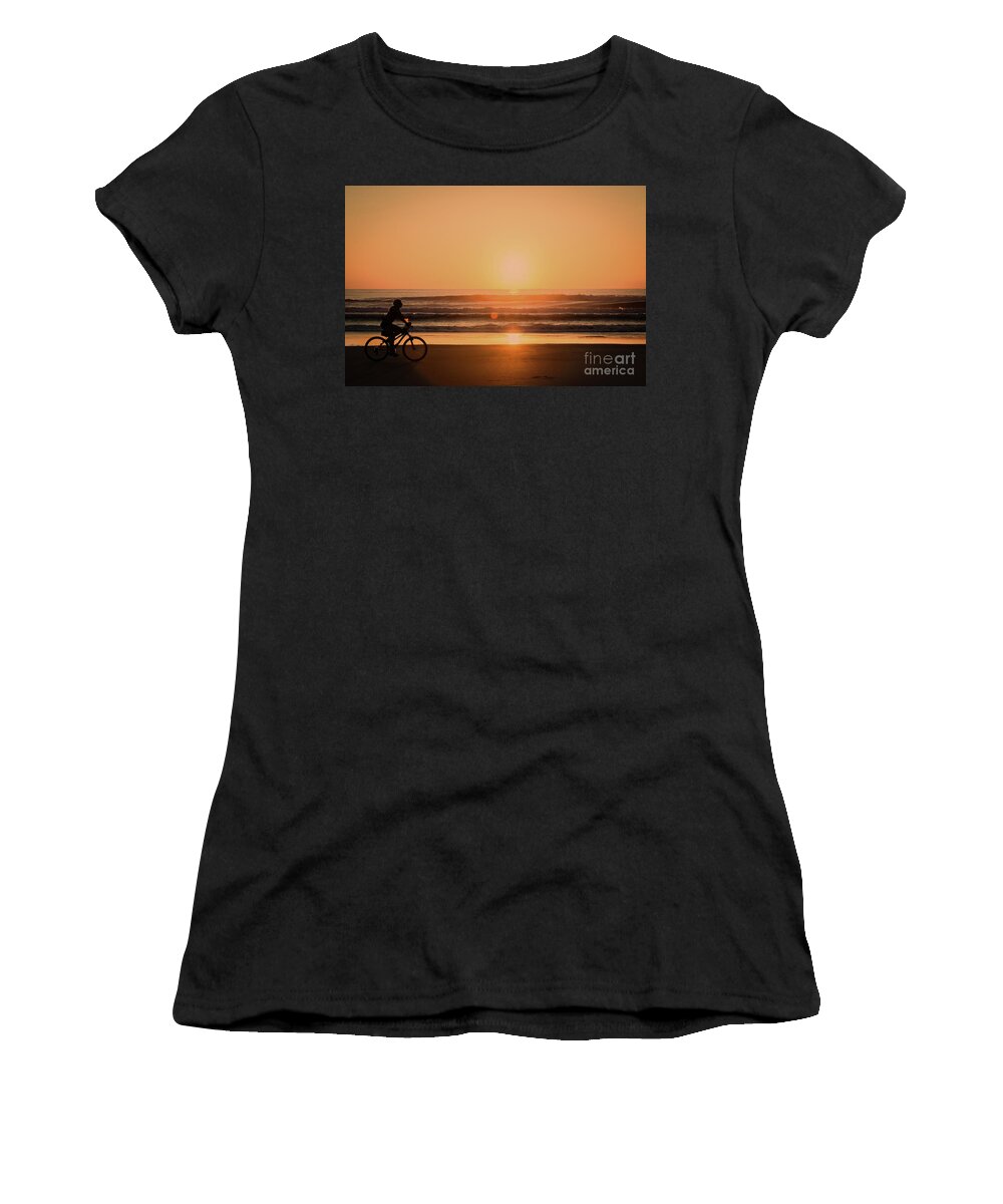 Daytona Beach Women's T-Shirt featuring the photograph Morning Ride by Ed Taylor