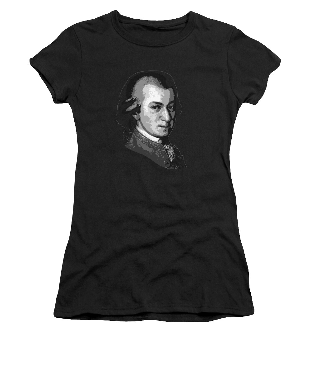 Mozart Women's T-Shirt featuring the digital art Mozart Black and White by Filip Schpindel