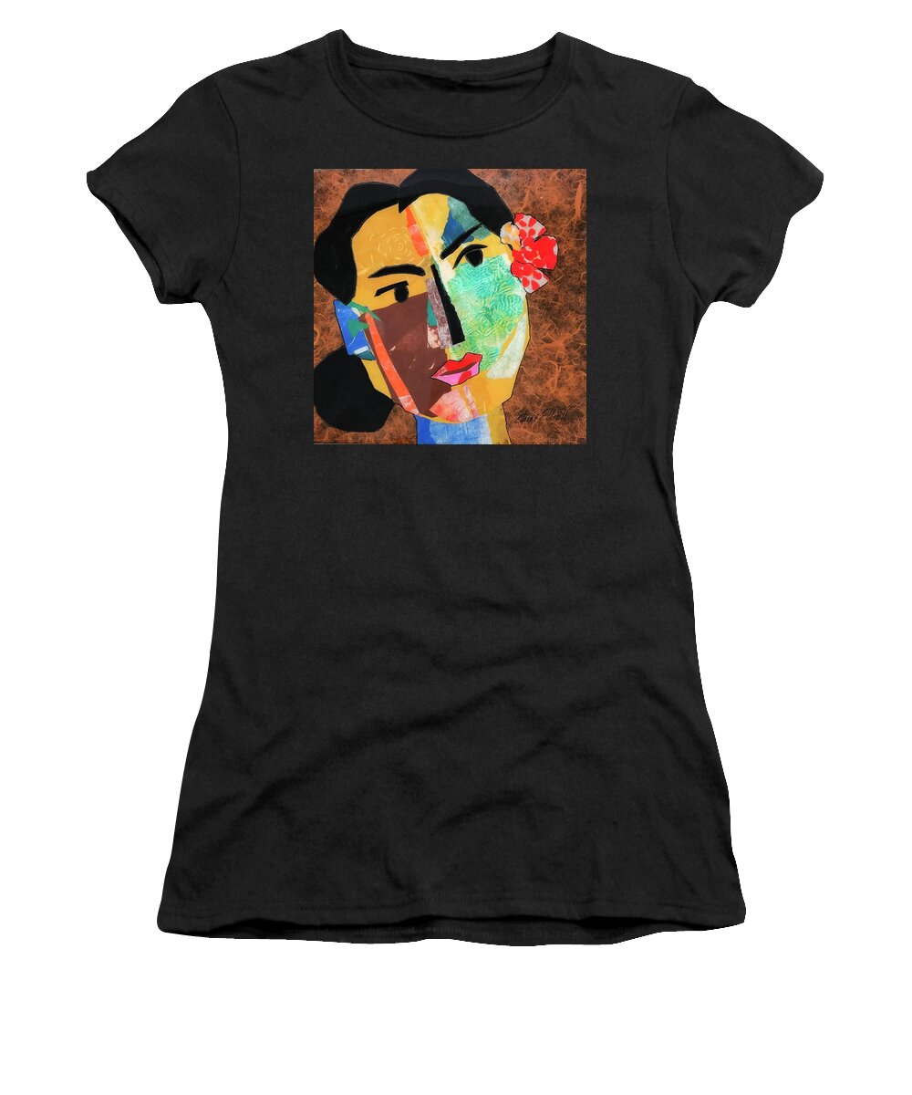 Abstract Portrait Women's T-Shirt featuring the painting Mujer de Mexico Uno by Elaine Elliott