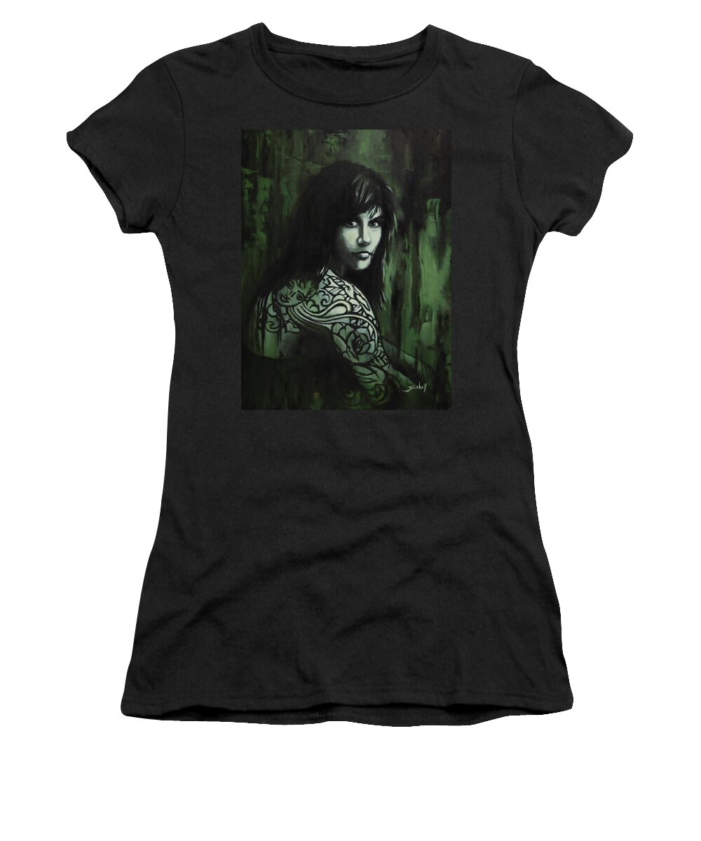 Girl Women's T-Shirt featuring the painting Nadine by Sv Bell