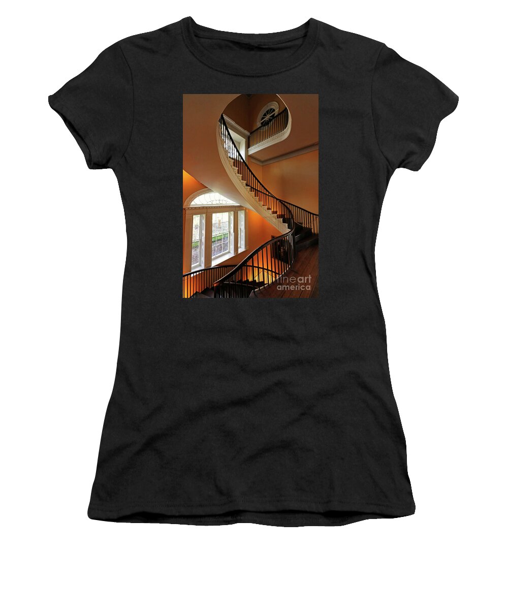Spiral Staircase Women's T-Shirt featuring the photograph Nathaniel Russell House Spiral Staircase Charleston SC 9421 by Jack Schultz