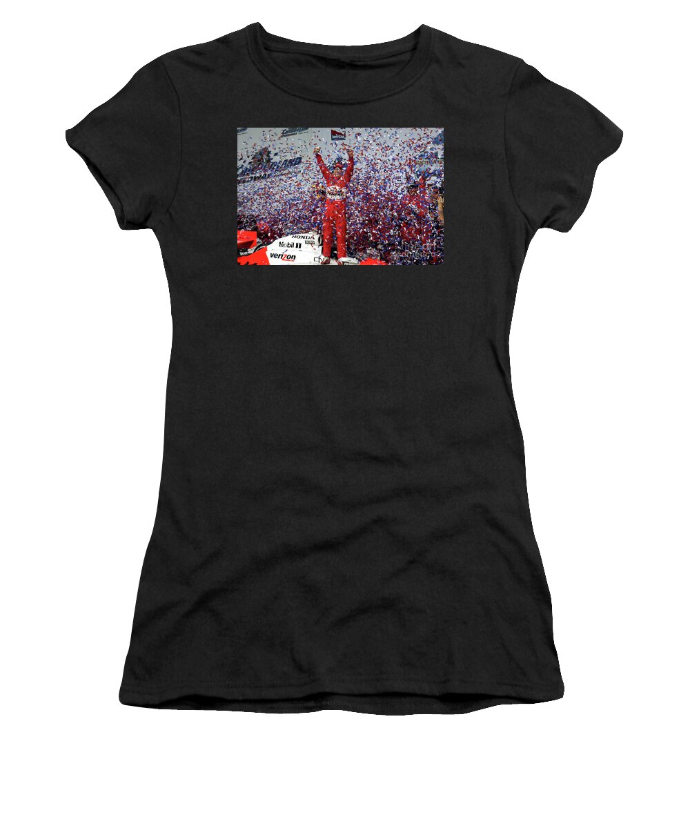 Champcar Women's T-Shirt featuring the photograph Ryan Brisco - Indycar Racing Chicagoland Speedway Illinois by Pete Klinger