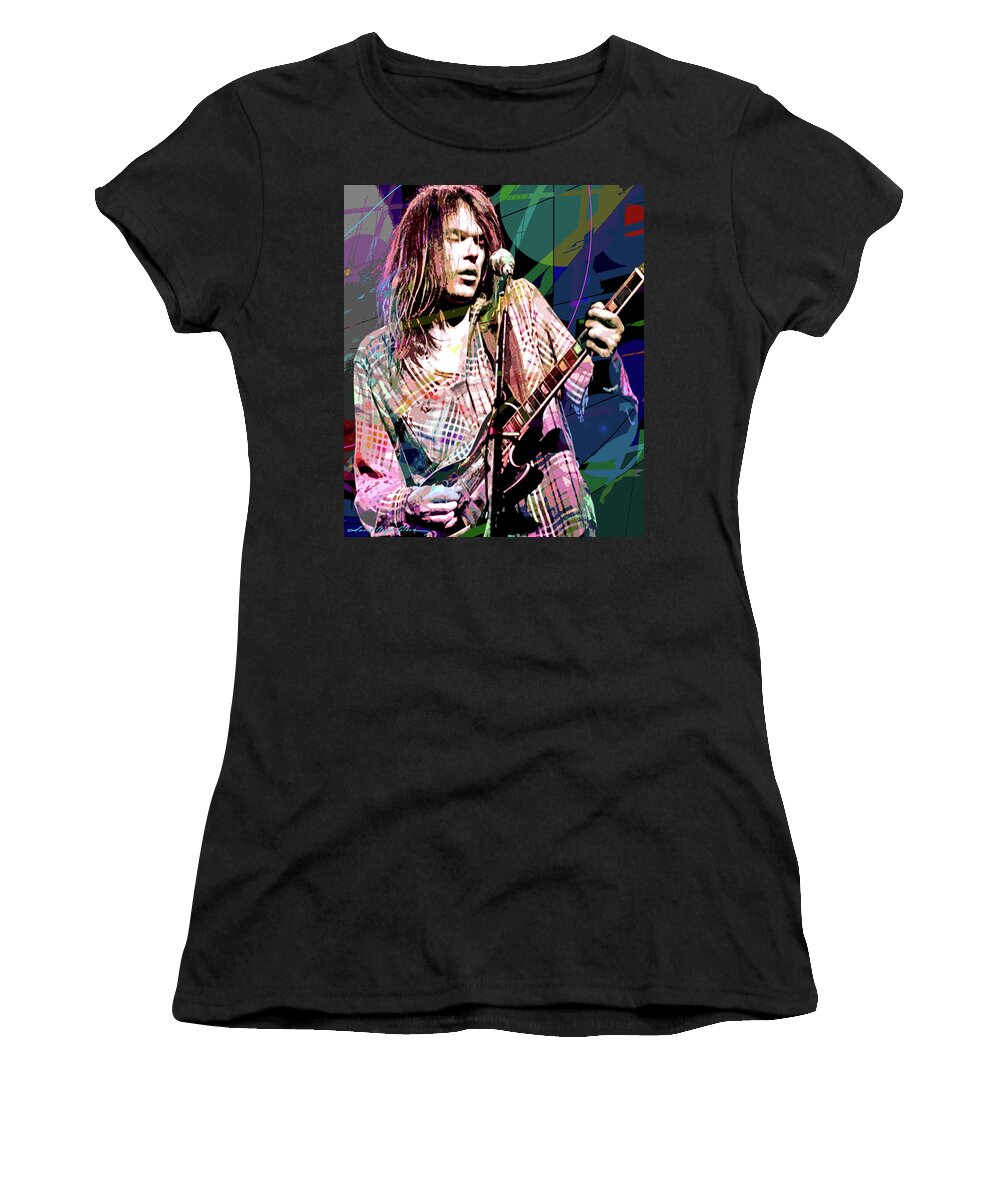 Neil Young Women's T-Shirt featuring the painting Neil Young Crazy Horse by David Lloyd Glover