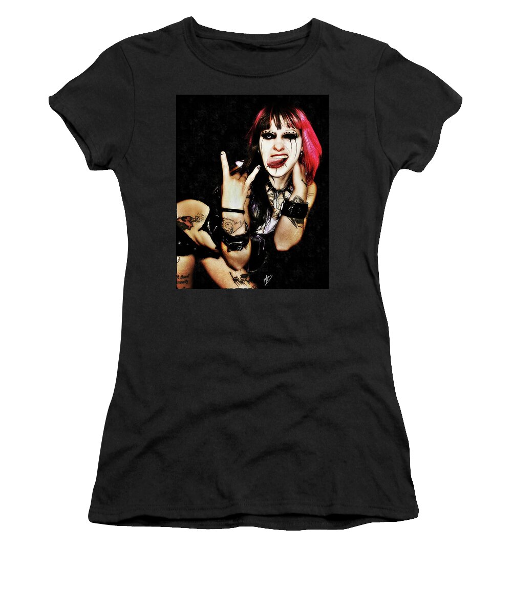 Punk Women's T-Shirt featuring the digital art Neko 3 by Mark Baranowski