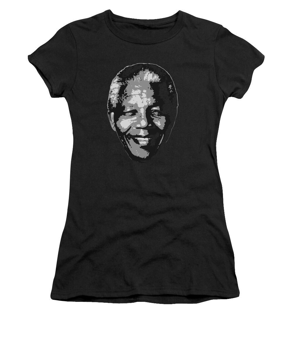 Nelson Women's T-Shirt featuring the digital art Nelson Mandela Black and White by Filip Schpindel