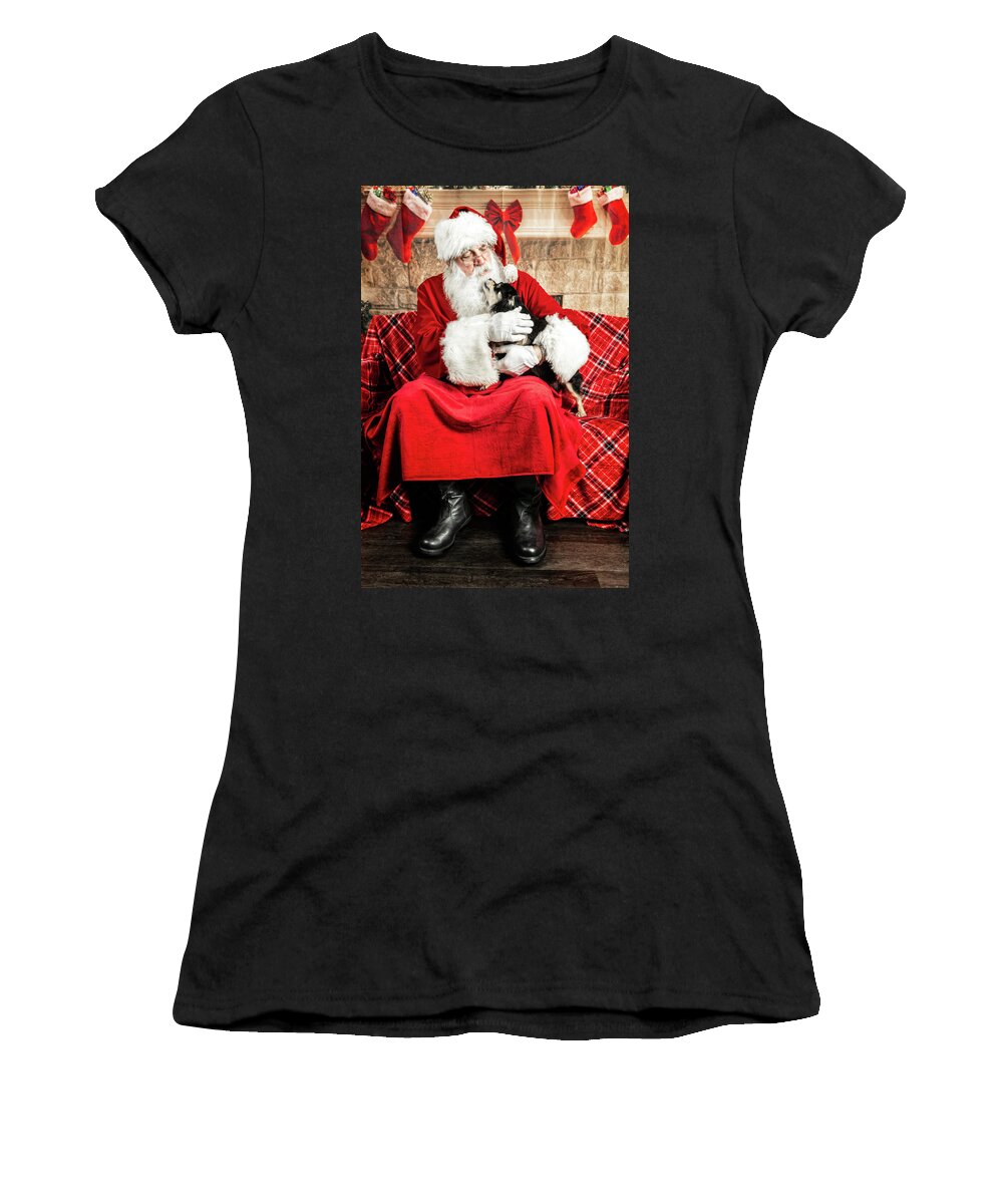 Newt Women's T-Shirt featuring the photograph Newt with Santa 1 by Christopher Holmes