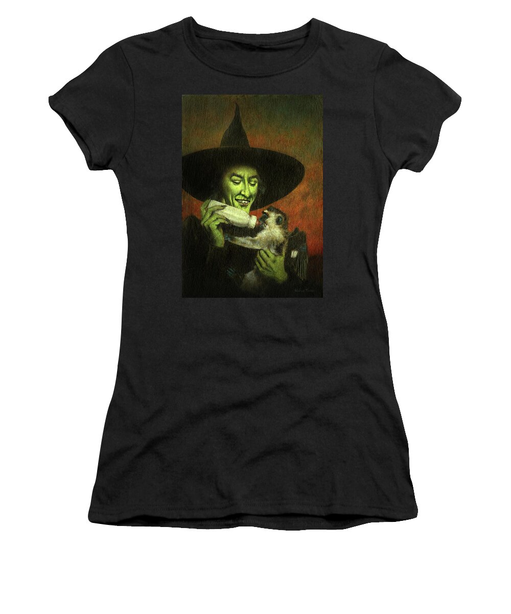 Witch Women's T-Shirt featuring the painting Not So Wicked Witch by Michael Thomas