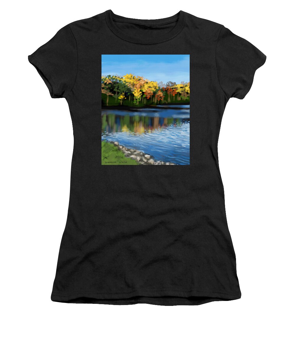  Women's T-Shirt featuring the painting November reflections by Susan Spangler