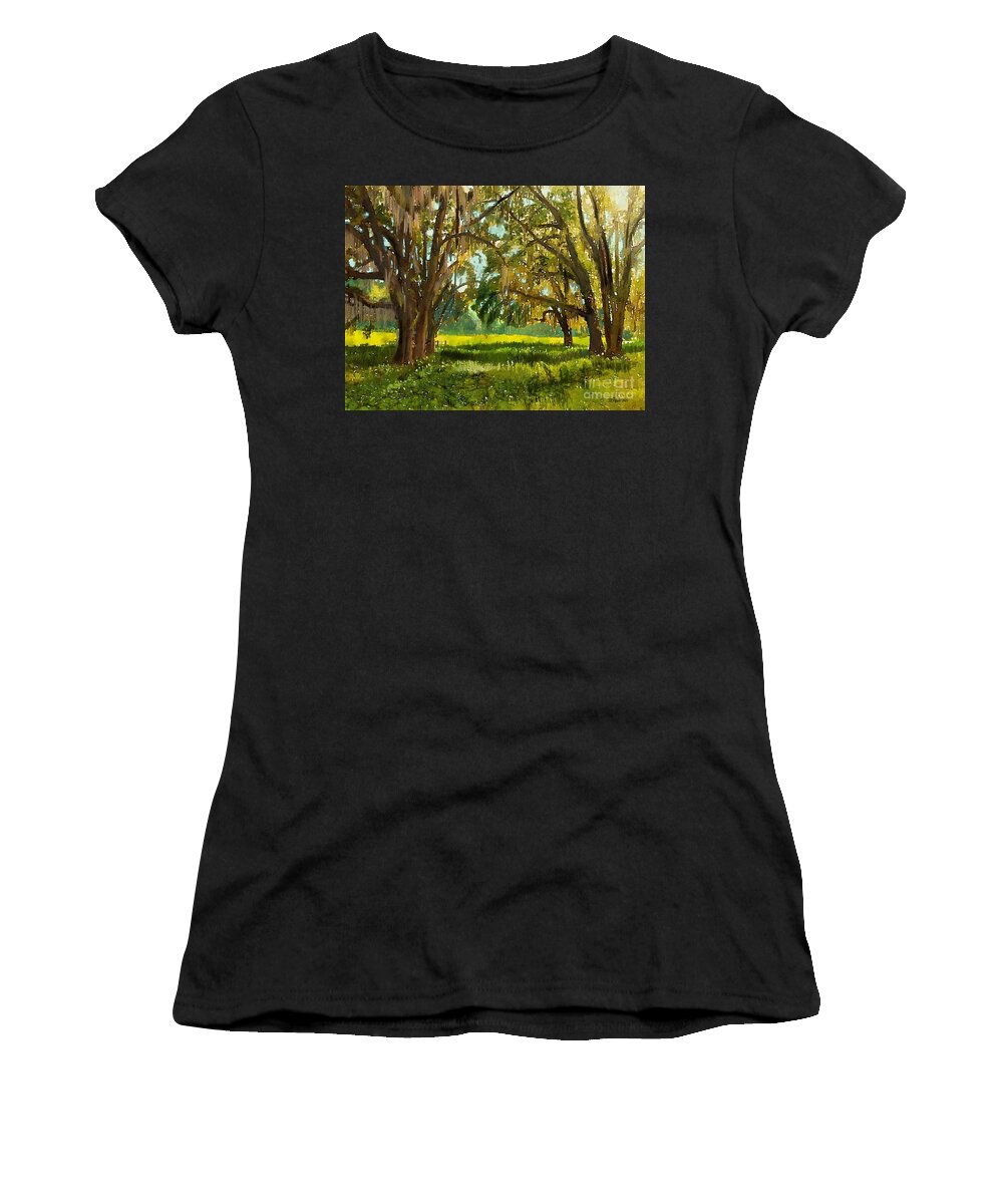Tree Women's T-Shirt featuring the digital art Oak Trees with Moss by Joe Roache