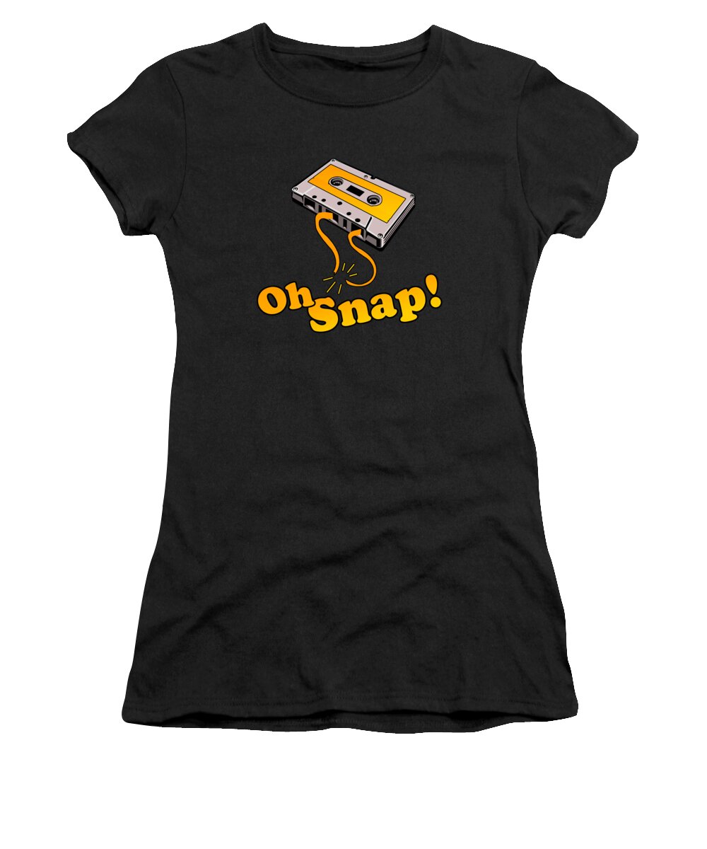 Funny Women's T-Shirt featuring the digital art Oh Snap 80s Cassette Tape by Flippin Sweet Gear
