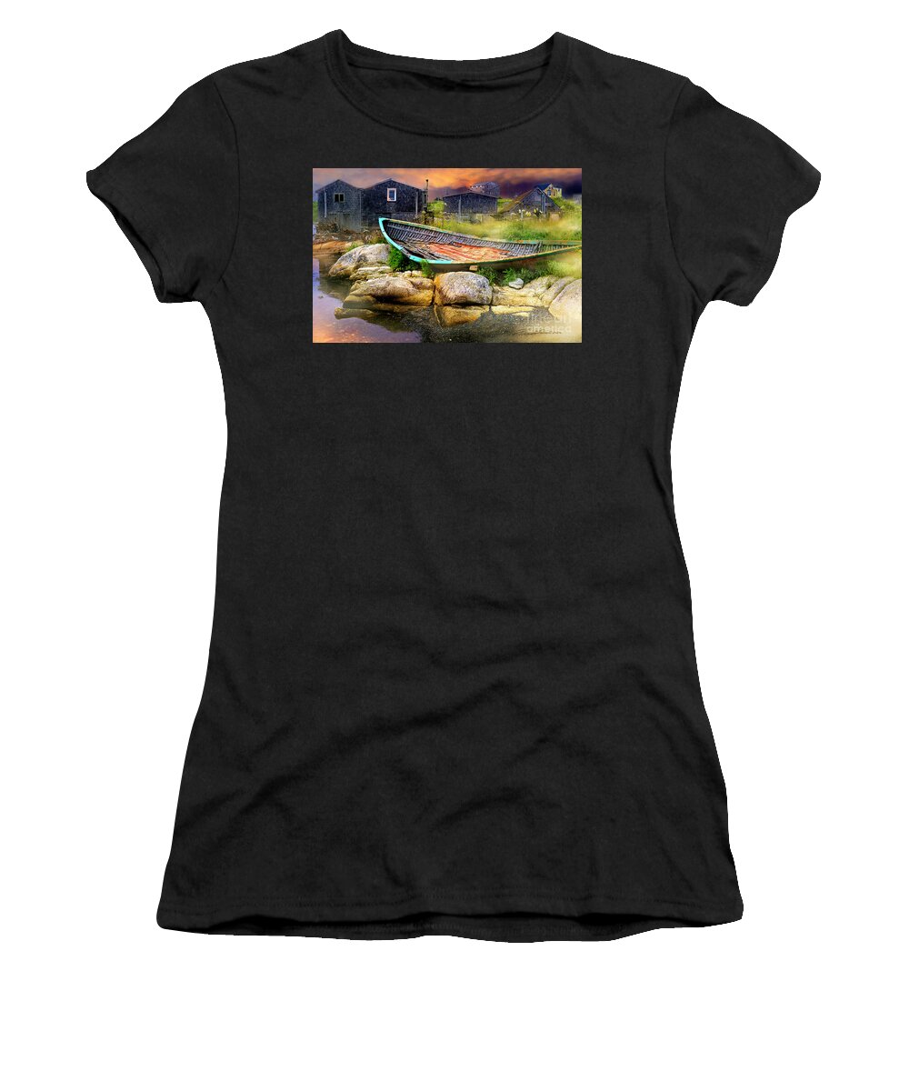 Fishing Boat Women's T-Shirt featuring the photograph Old Boat At Peggys Cove by Pat Davidson