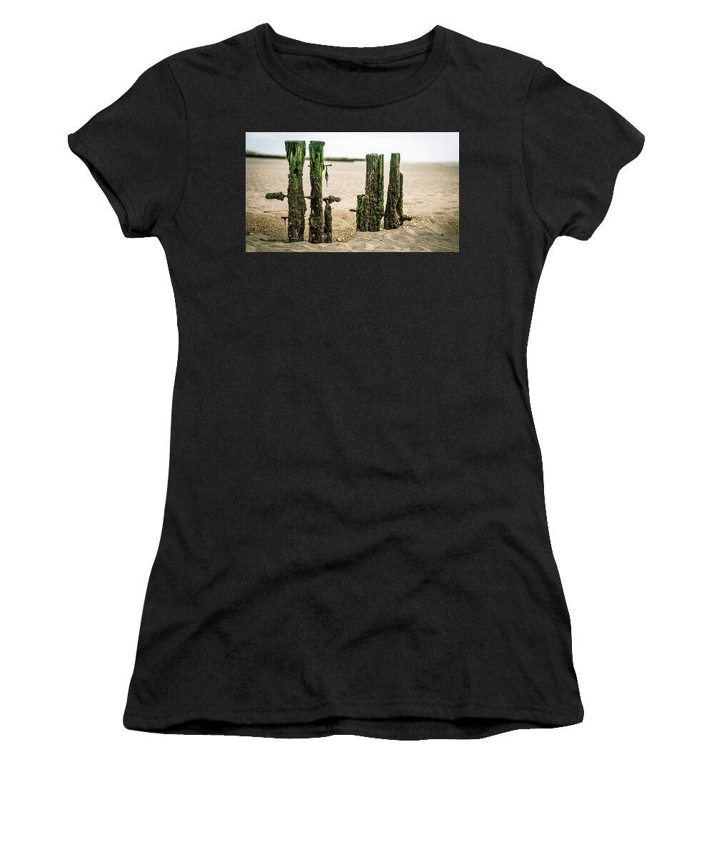New England Women's T-Shirt featuring the photograph Old pilings in a tidal flat by Kyle Lee