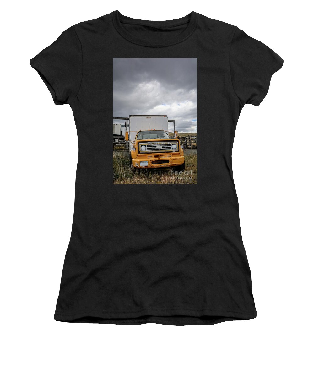 Montana Women's T-Shirt featuring the photograph Old Truck Story Mill and Livestock Auction by Edward Fielding