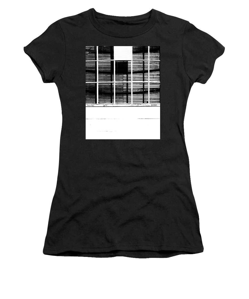 Wooden Women's T-Shirt featuring the photograph Old Ventian Blind Windows and White Wall by John Williams