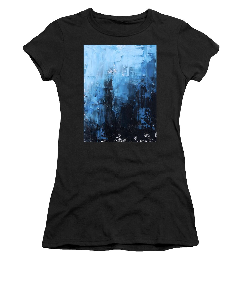 Blue Women's T-Shirt featuring the painting Open sea by Sv Bell