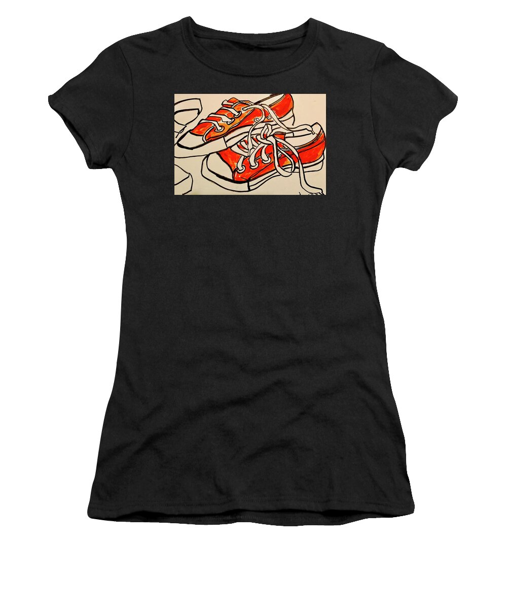  Women's T-Shirt featuring the painting Orange by Angie ONeal