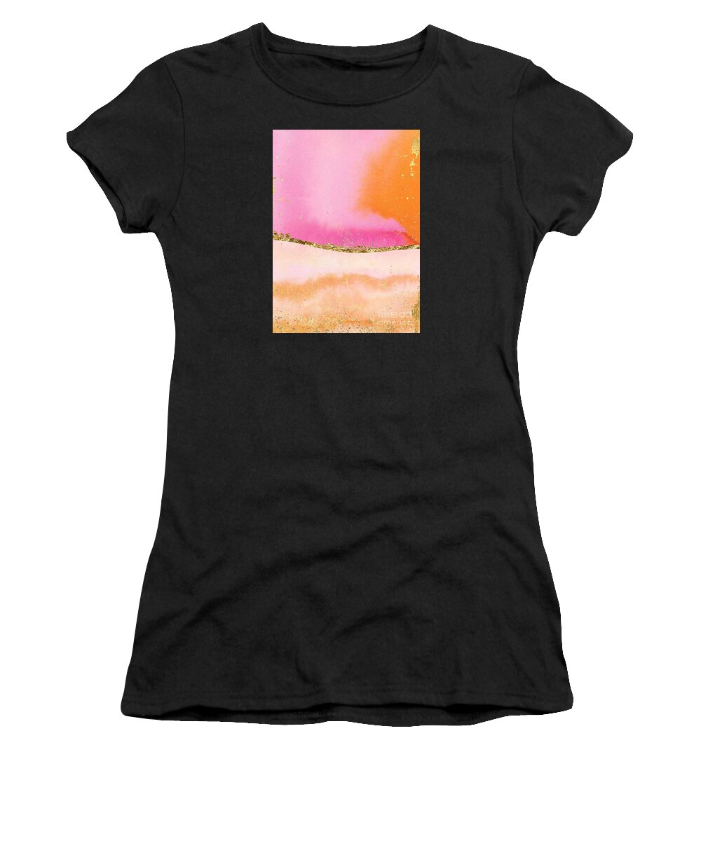 Orange Women's T-Shirt featuring the painting Orange, Gold And Pink by Modern Art