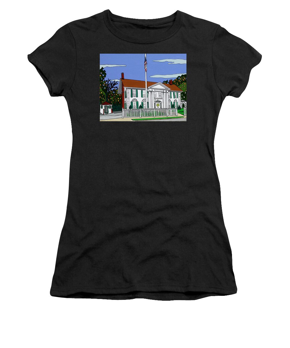 Valley Stream Historical Society Women's T-Shirt featuring the painting Pagan Fletcher House by Mike Stanko