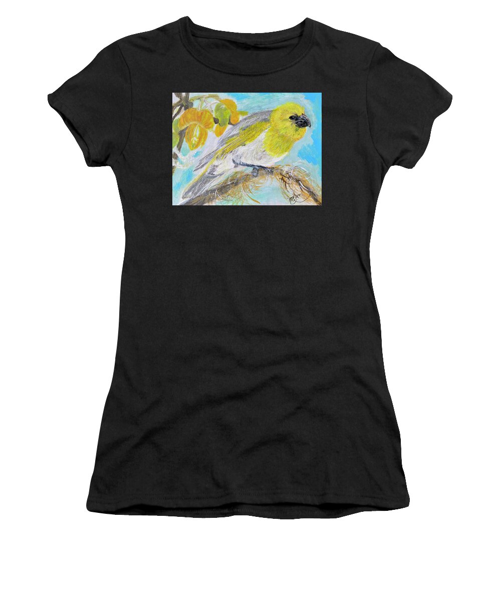 Palila Women's T-Shirt featuring the painting Palila in the Mamane Tree by Melody Fowler