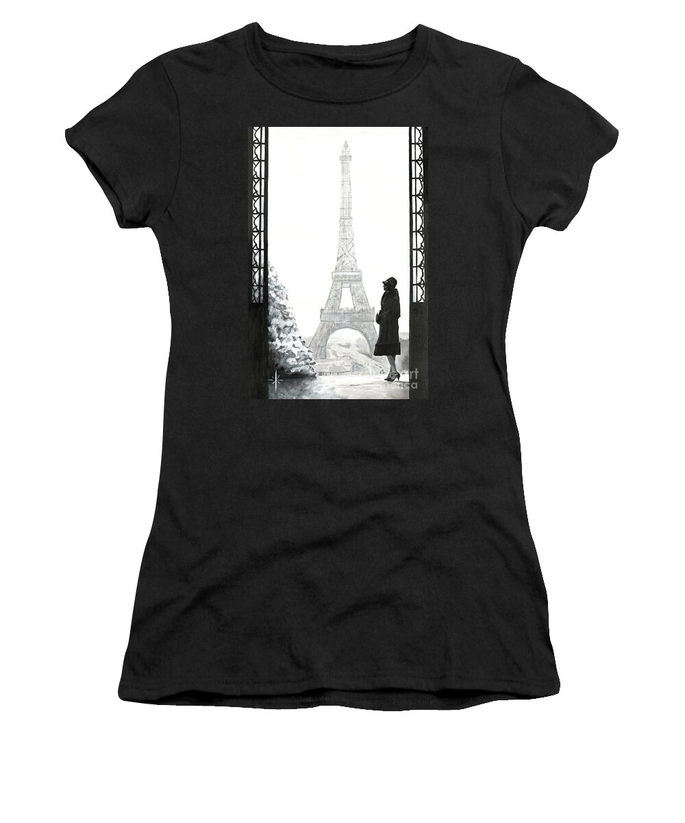 Paris Women's T-Shirt featuring the painting Paris by Jodie Marie Anne Richardson Traugott     aka jm-ART