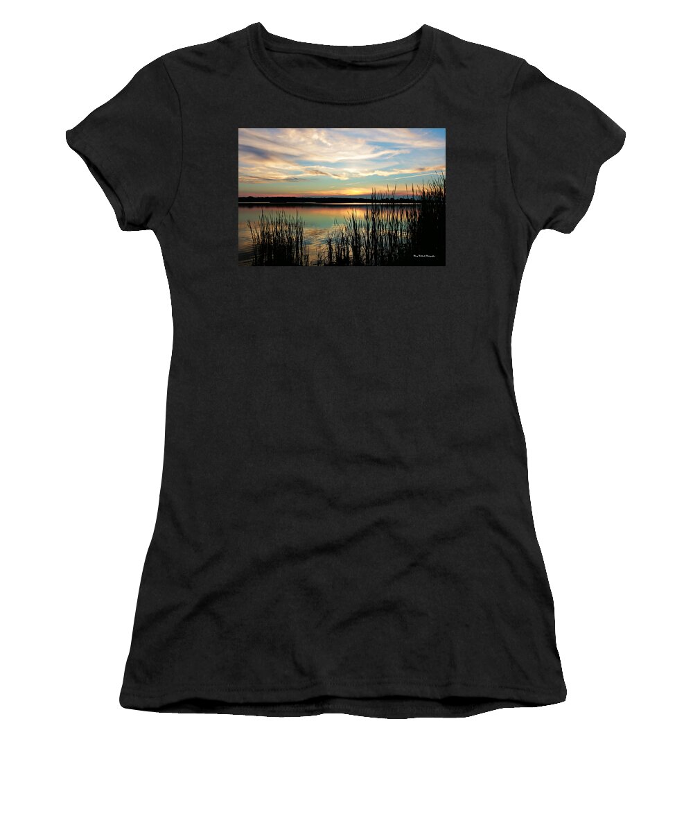 Lake Sunset Women's T-Shirt featuring the photograph Peaceful Sunset by Mary Walchuck