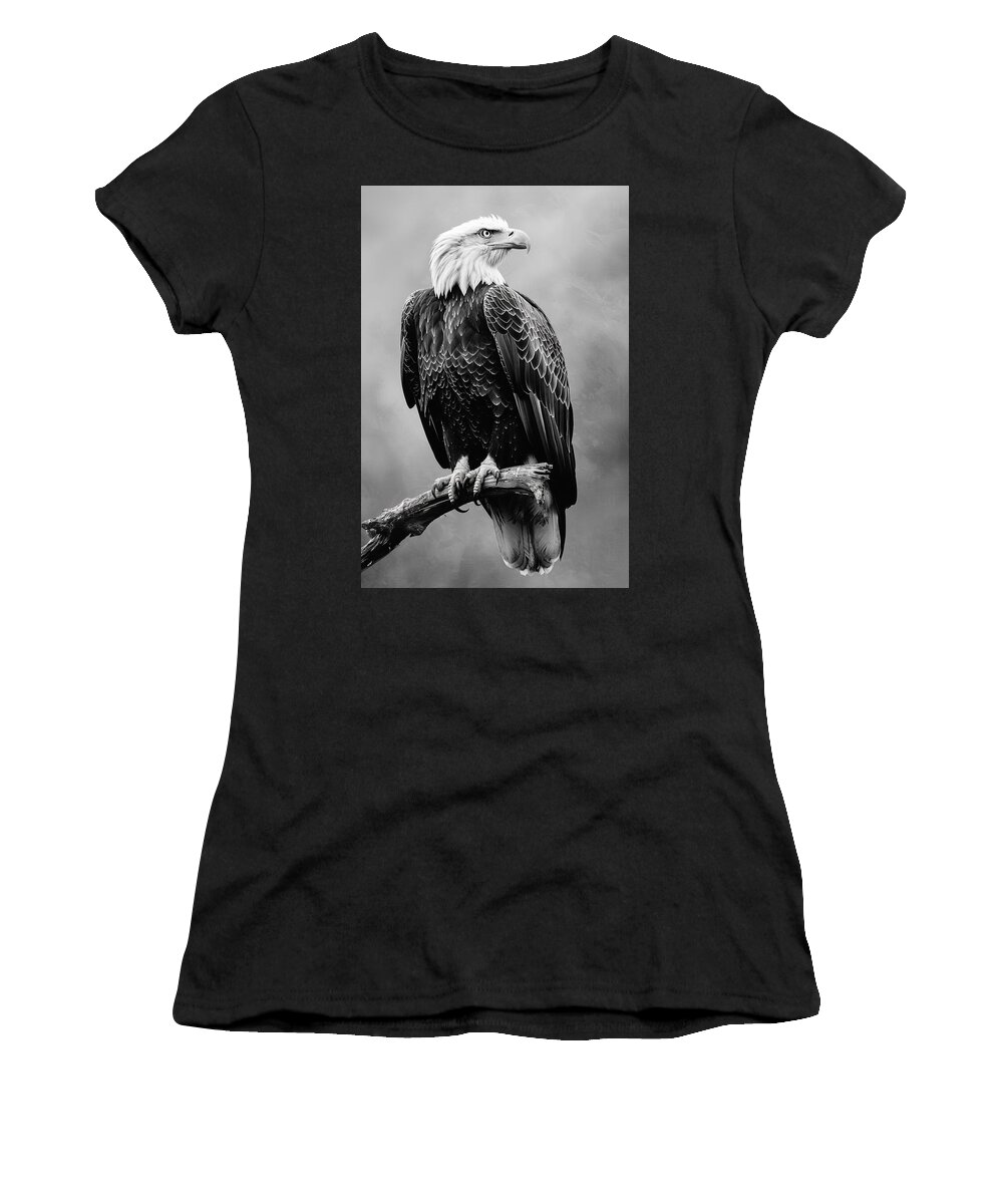 Bald Eagle Women's T-Shirt featuring the digital art Perched Bald Eagle 2 by Athena Mckinzie