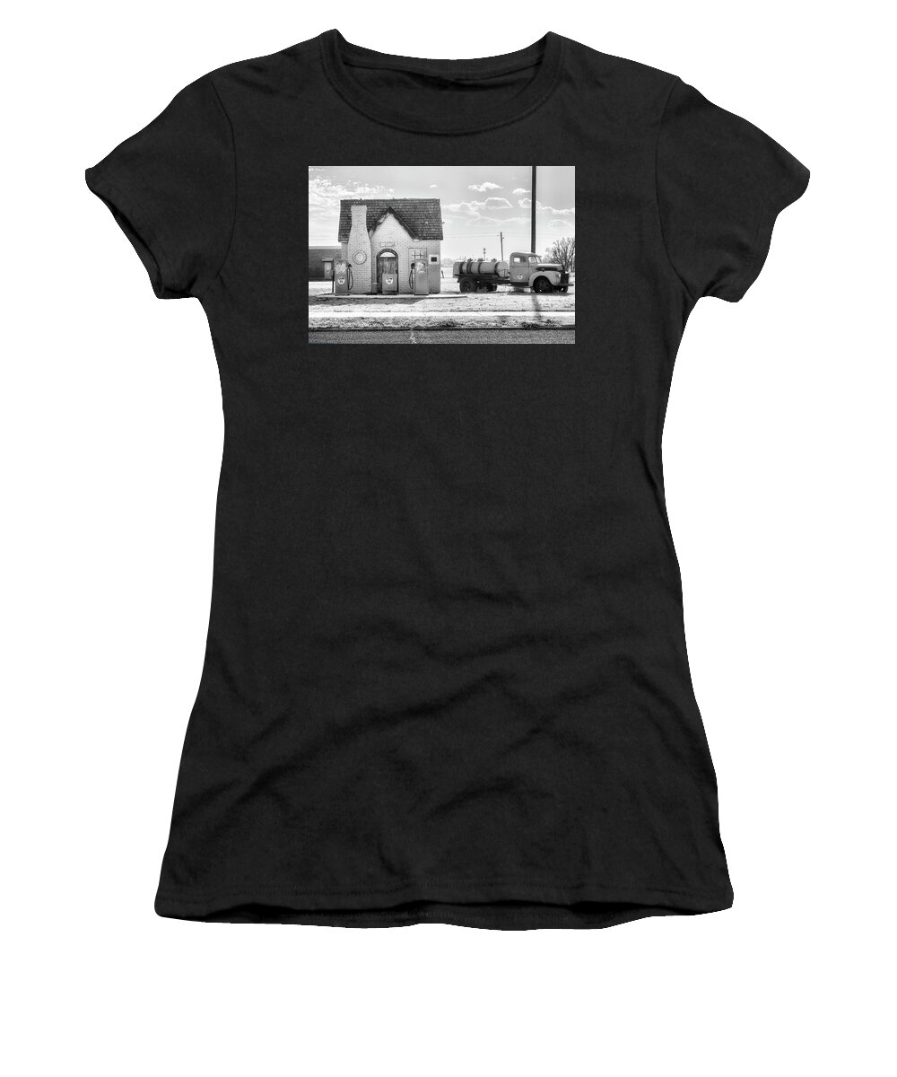 Phillips 66 Women's T-Shirt featuring the photograph Phillips 66 - McLean Texas - Route 66 by Susan Rissi Tregoning