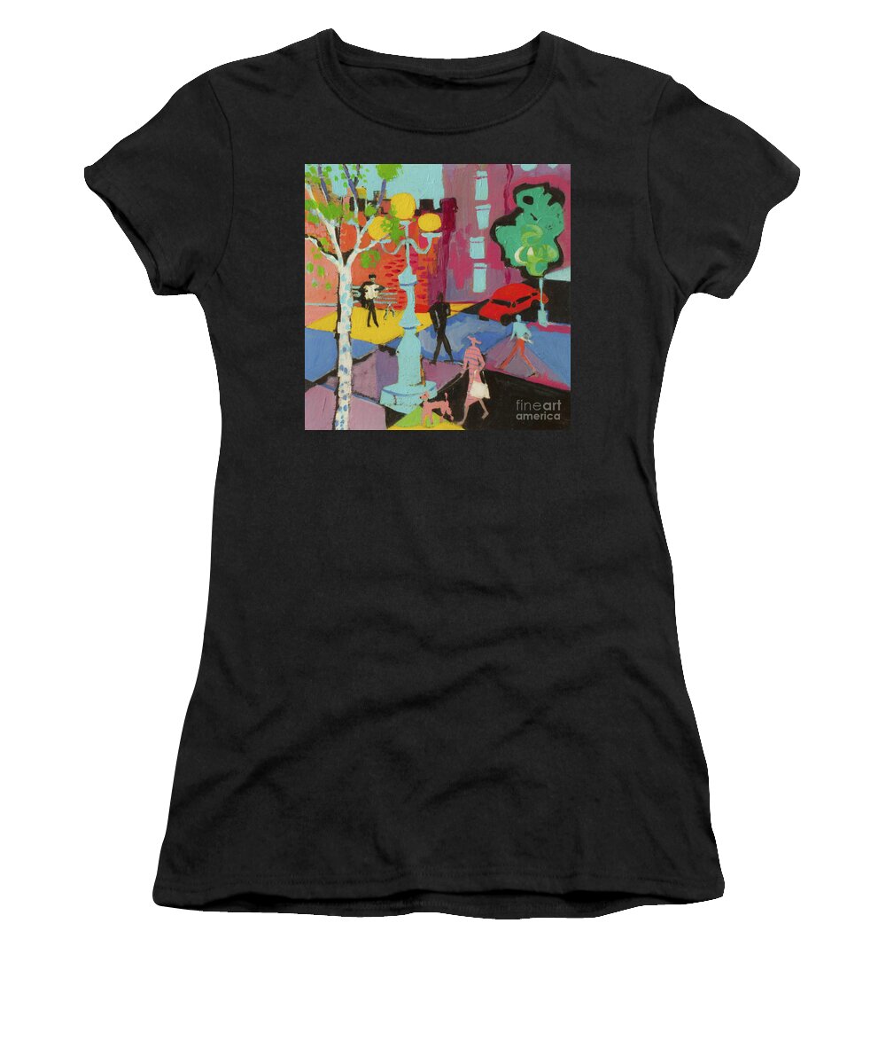 Gpink Poodle Women's T-Shirt featuring the painting Pink Poodle by Cherie Salerno