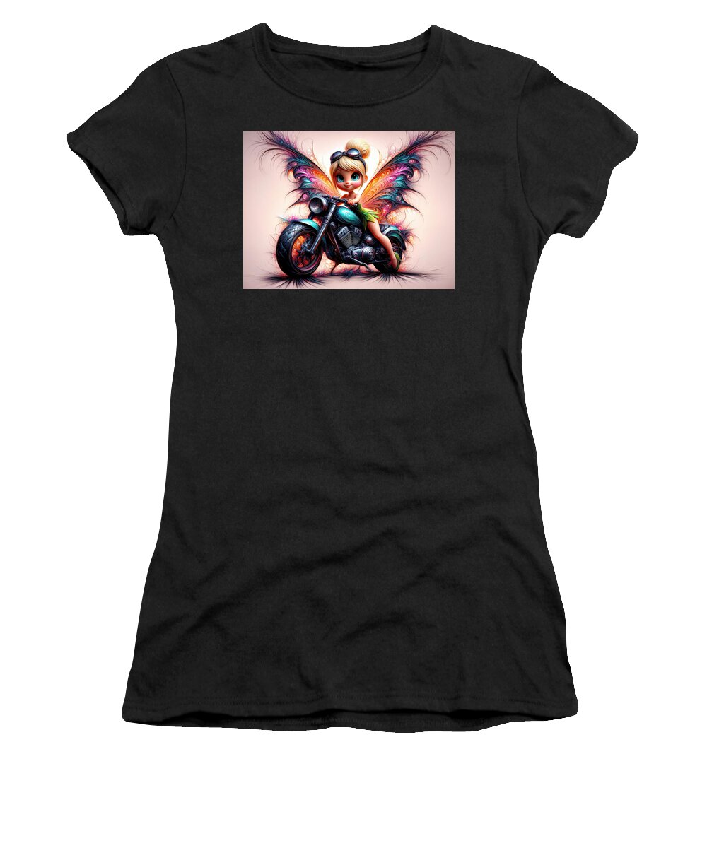 Fairy Women's T-Shirt featuring the digital art Pixie on Pistons by Bill And Linda Tiepelman