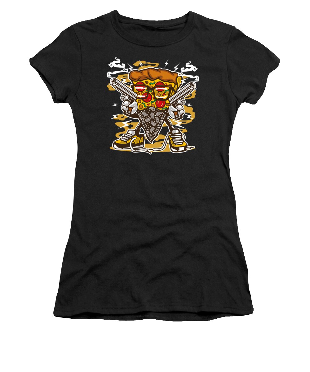 Armed Women's T-Shirt featuring the digital art Pizza Gangster by Long Shot