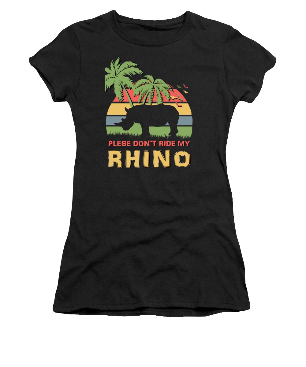 Please Women's T-Shirt featuring the digital art Please Dont ride my rhino by Filip Schpindel