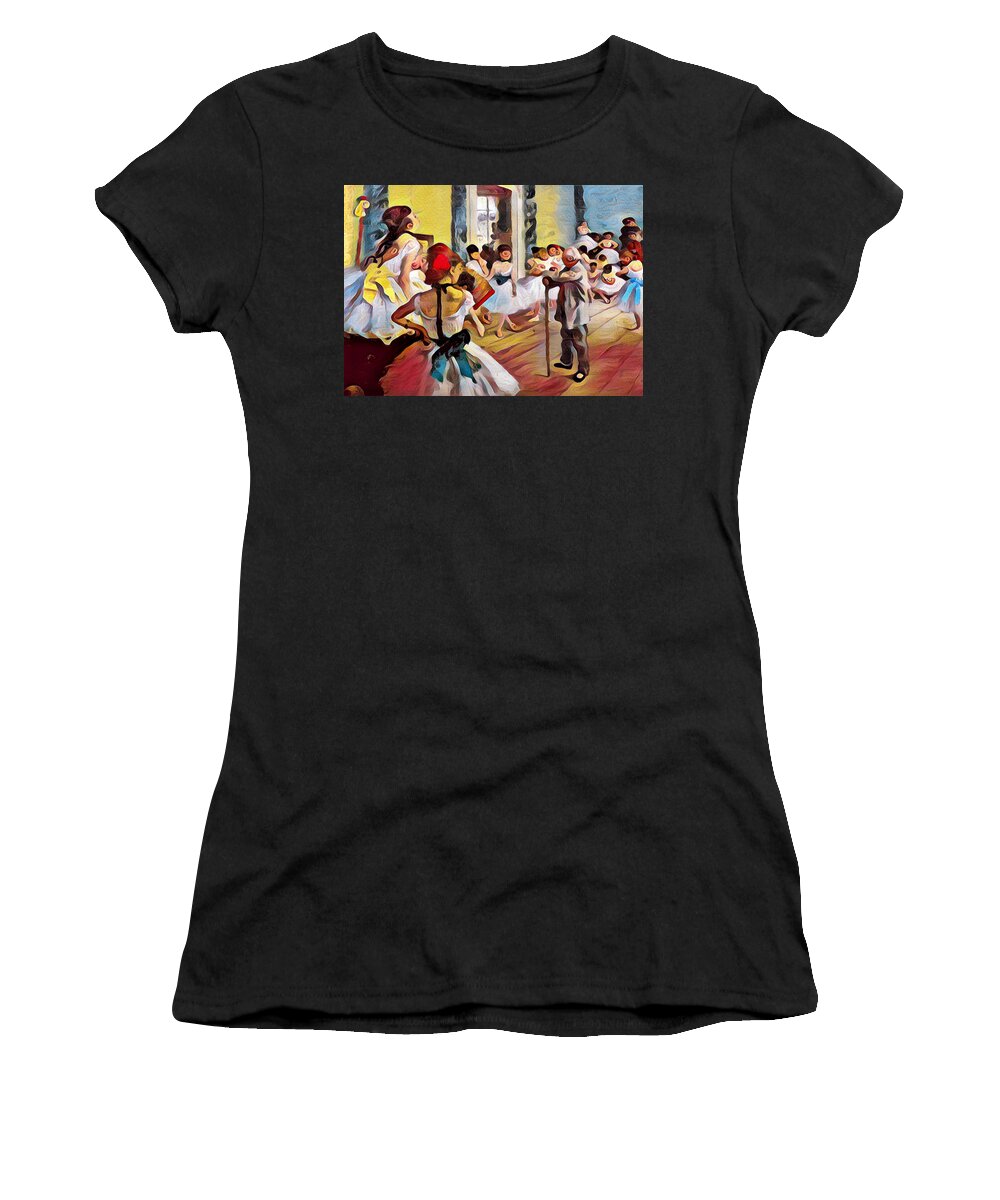 Edgar Degas Women's T-Shirt featuring the painting Pop Degas The Dance Class by Tony Rubino