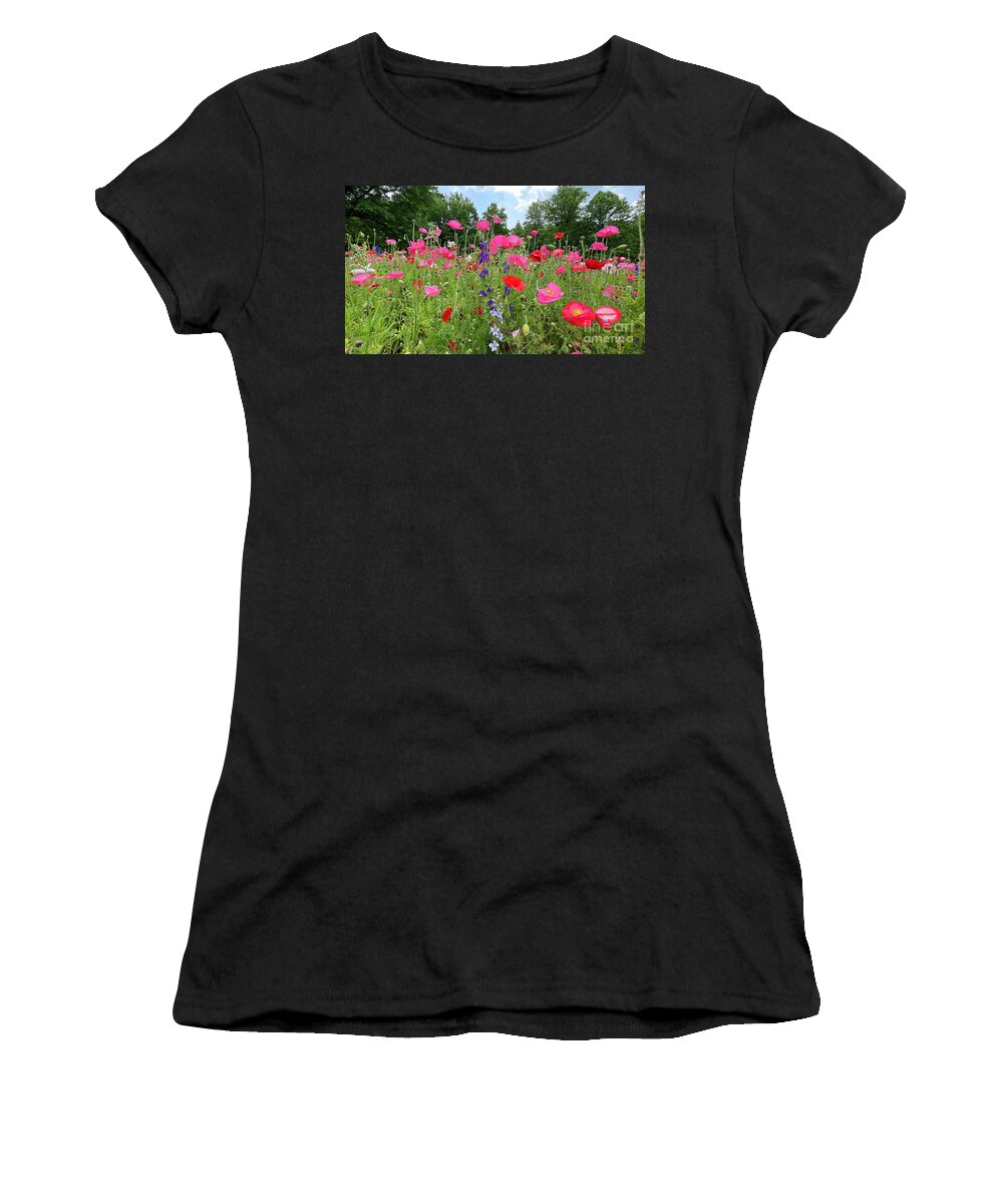 North Carolina Women's T-Shirt featuring the photograph Poppies and Wildflowers 8140 by Jack Schultz