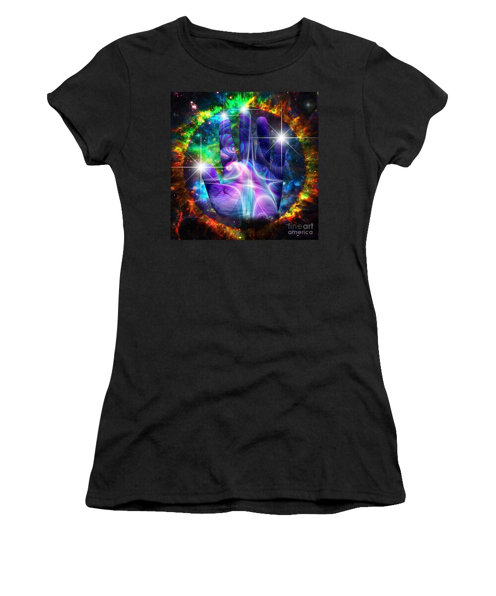 Space Women's T-Shirt featuring the digital art Purple hand by Bruce Rolff