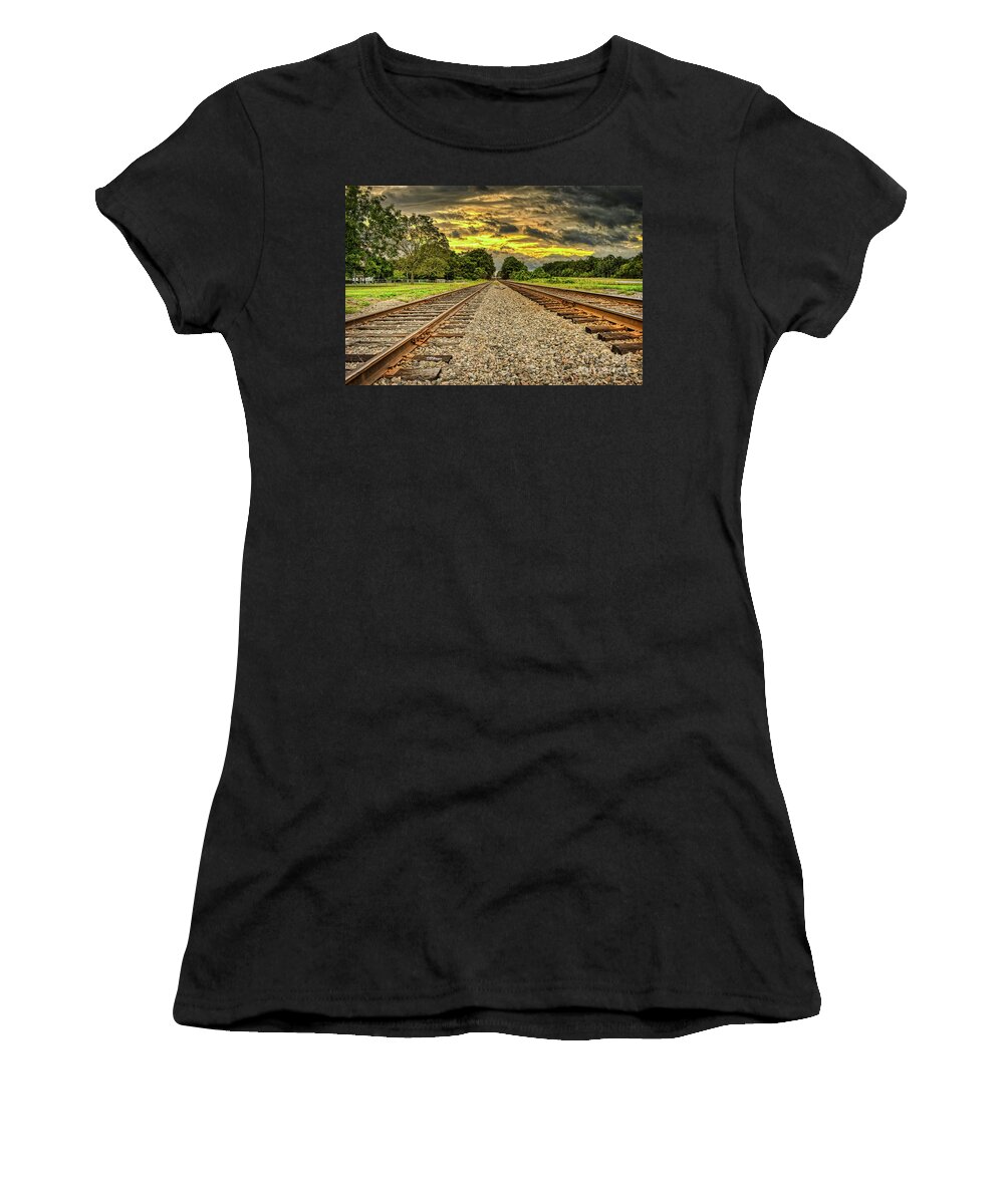 Nature Women's T-Shirt featuring the photograph Rails To Infinity by DB Hayes