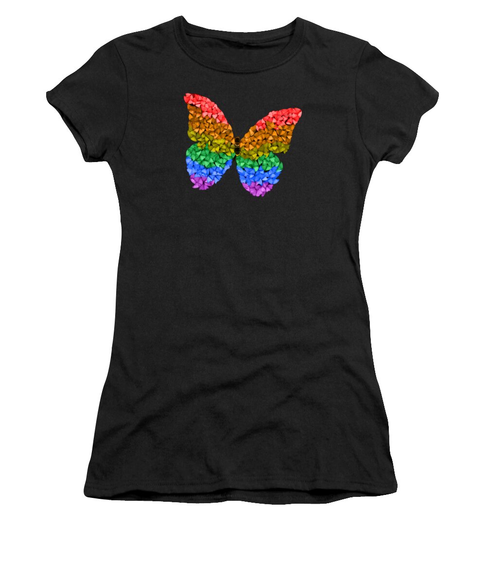  Women's T-Shirt featuring the digital art Rainbow Butterfly by Scott Fulton