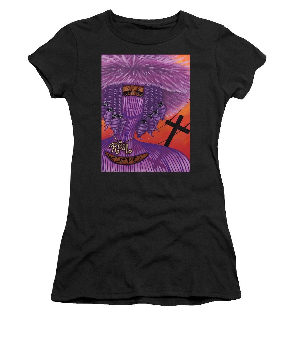 Real Love By Aliya Michelle Women's T-Shirt featuring the painting Real Love by Aliya Michelle